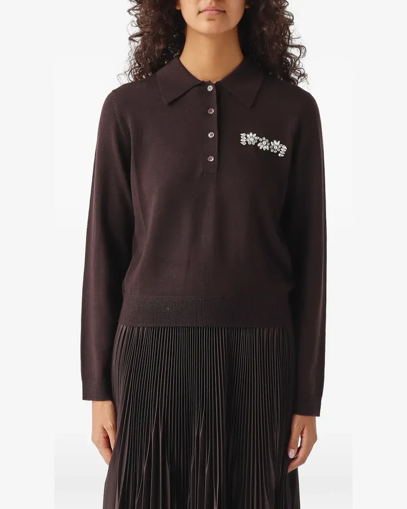 MEIMEIJ crystal-embellished polo top - Braun Braun