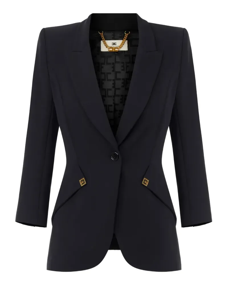 Elisabetta Franchi Jacke aus leichtem Kreppstoff und Satin - Schwarz Schwarz