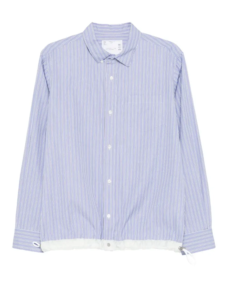 Sacai Gestreiftes Hemd mit Kordelzug - Blau Blau