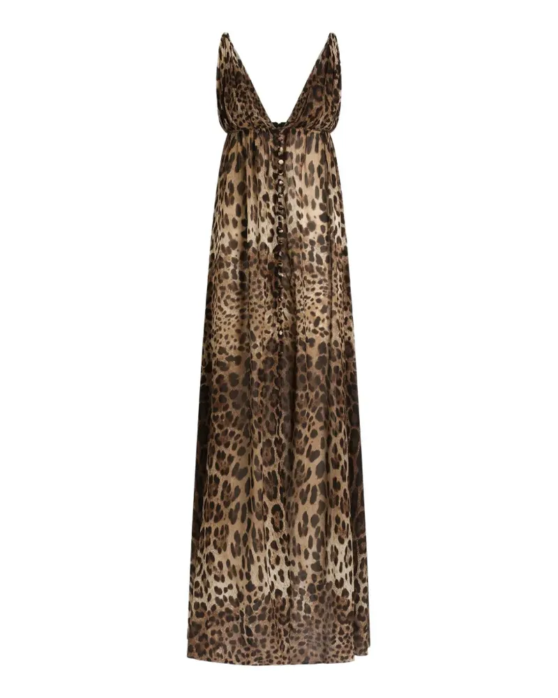 Dolce & Gabbana leo-print stretch sheer dress - Nude Nude