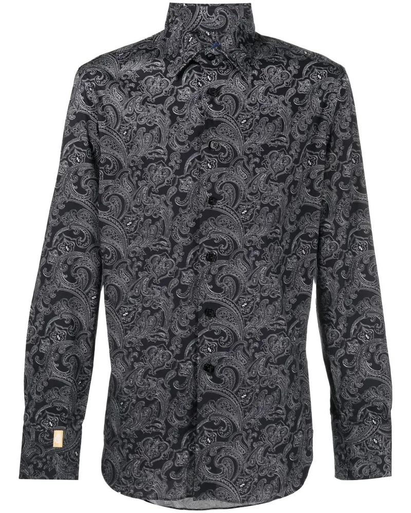 Billionaire Hemd mit Paisleymuster - Schwarz Schwarz