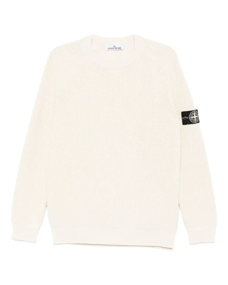 Stone Island Gerippter Strickpullover mit Kompass-Patch - Nude Nude