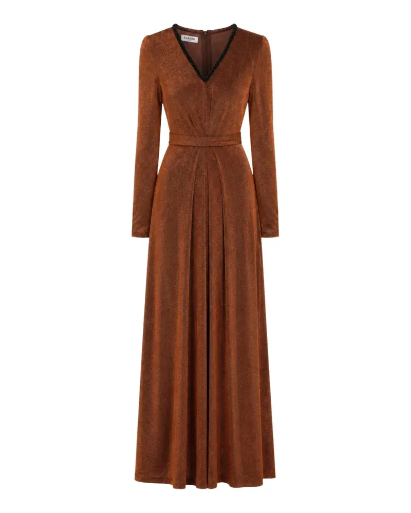 Baruni Verziertes Maxikleid mit Falten - Braun Braun