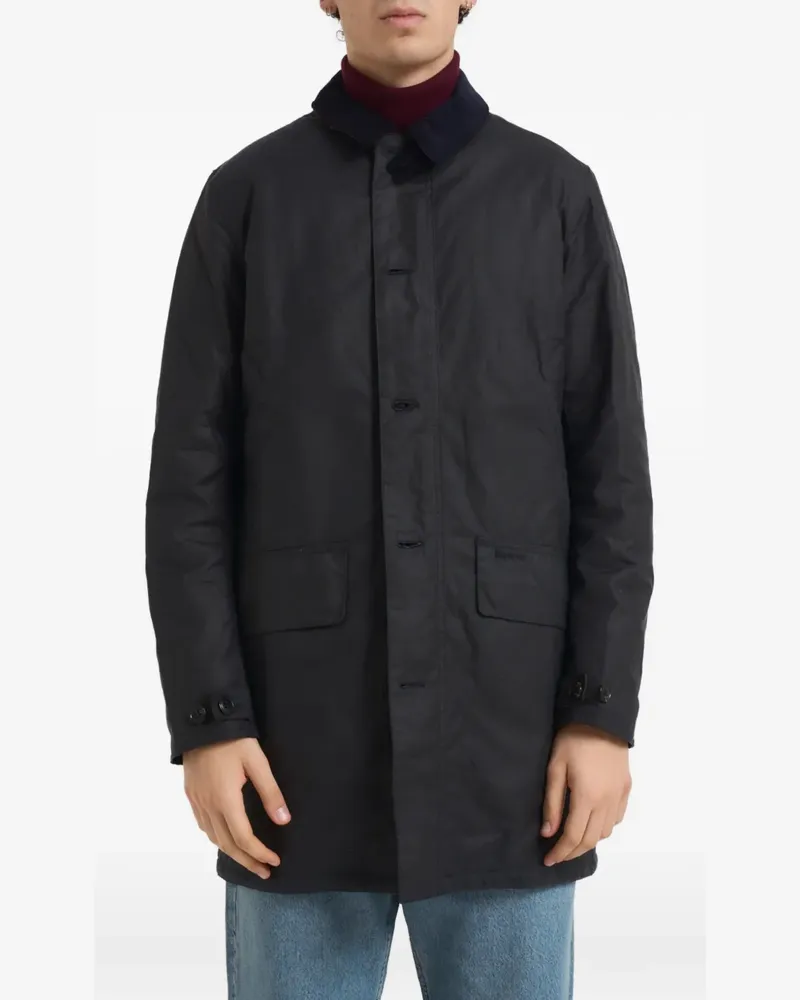 Barbour waxed corduroy-collar coat - Blau Blau