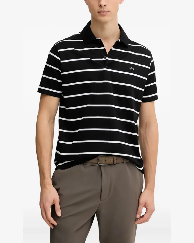 Paul & Shark Gestreiftes Poloshirt mit Logo - Schwarz Schwarz