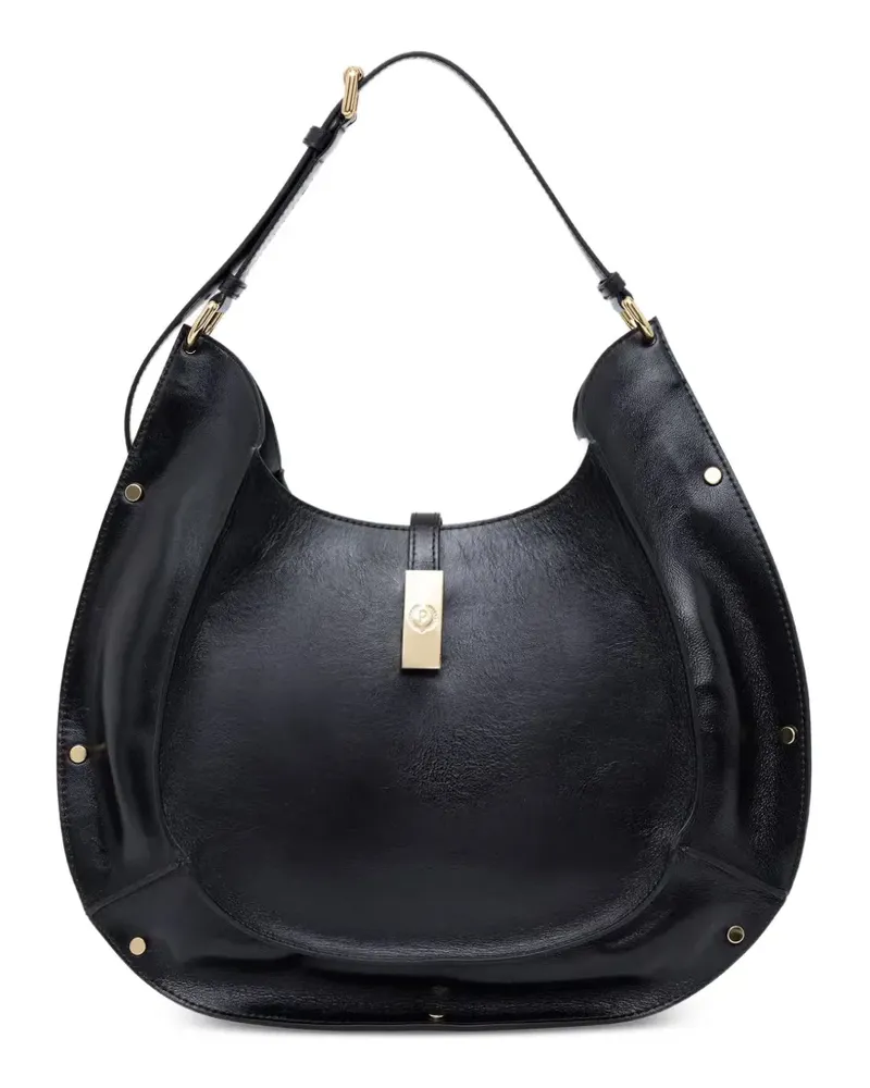 Pollini Handtasche mit Logo-Schild - Schwarz Schwarz