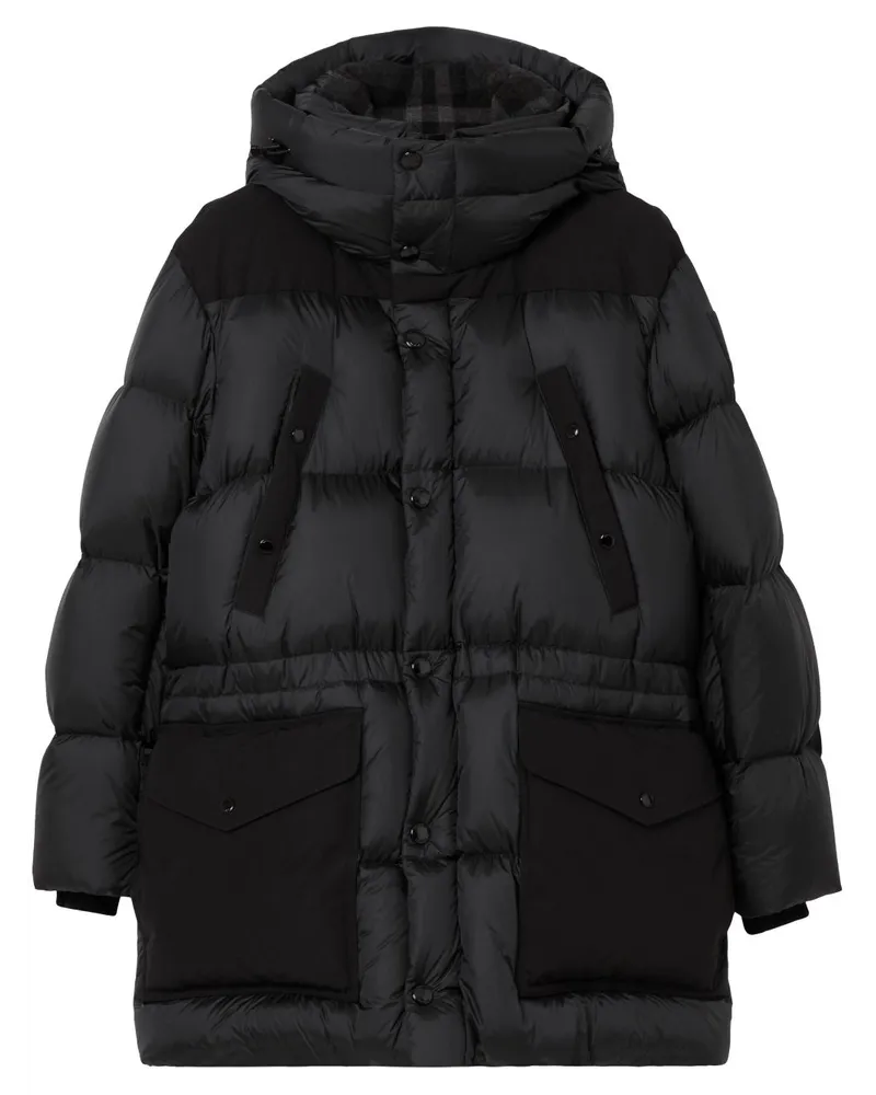 Burberry Gefütterte Jacke mit Logo-Gravur - Schwarz Schwarz