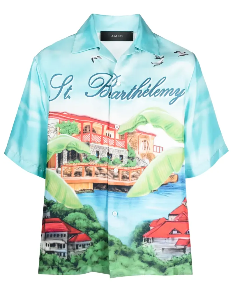 Amiri Eden Rock Seidenhemd - Blau Blau