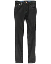 PURPLE BRAND Halbhohe P001 Straight-Leg-Jeans Schwarz