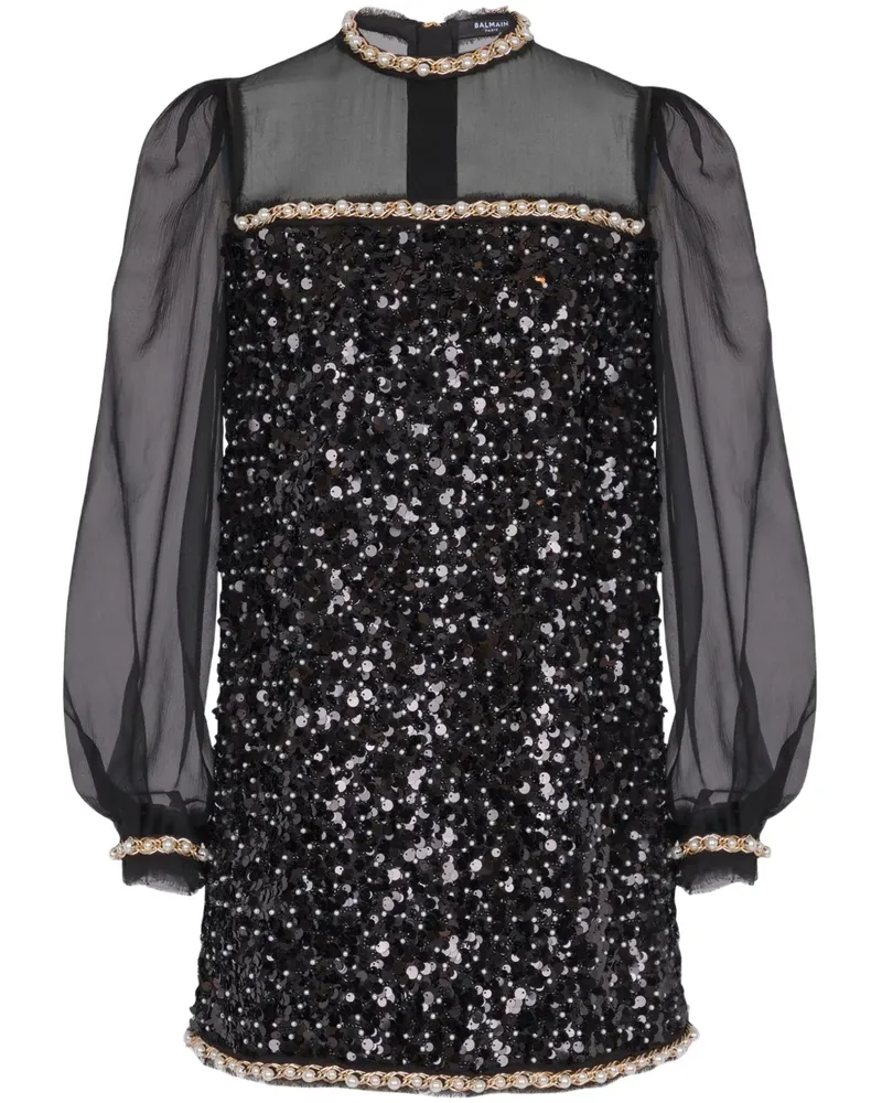 Balmain Kleid mit Pailletten - Schwarz Schwarz