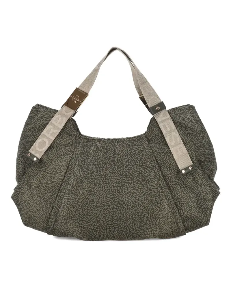 Borbonese medium logo-strap tote bag - Grau Grau