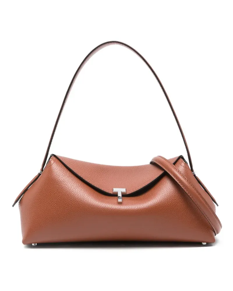 Totême Mittelgroße Schultertasche aus gekörntem Leder - Braun Braun
