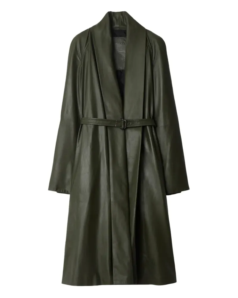 Burberry Ledermantel mit Gürtel - Grün Grün