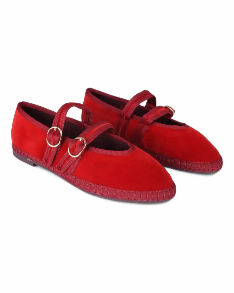 FLABELUS Claire velvet double-strap ballet flats - Rot Rot