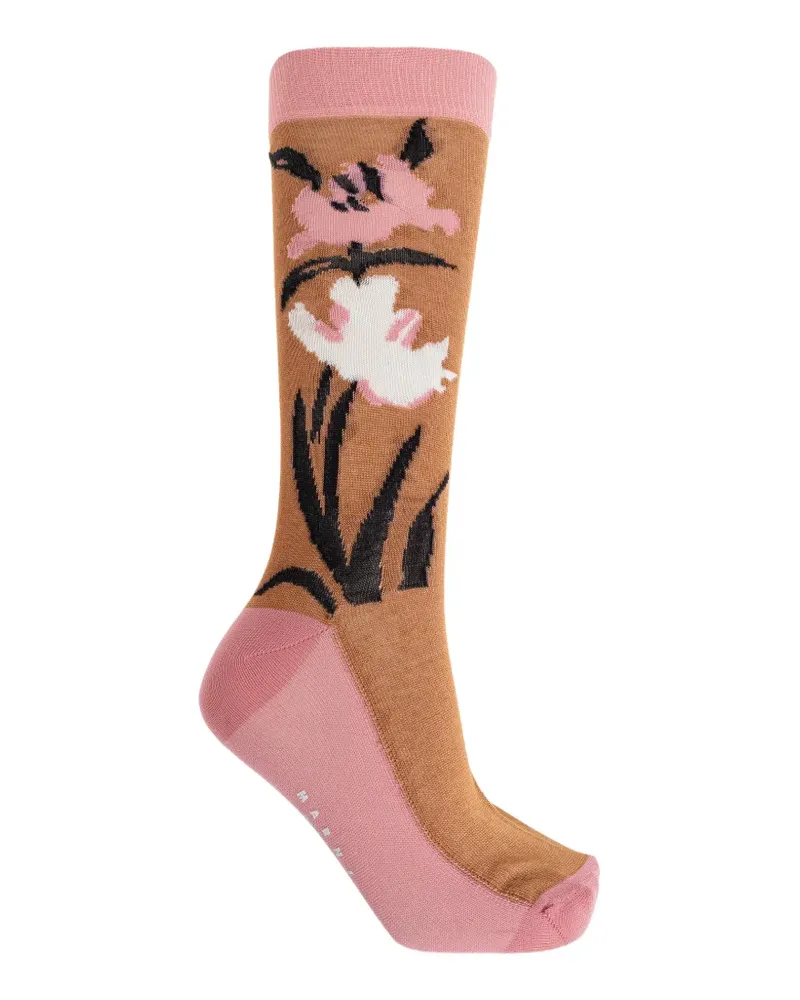Marni Blumige Intarsien-Socken - Nude Nude