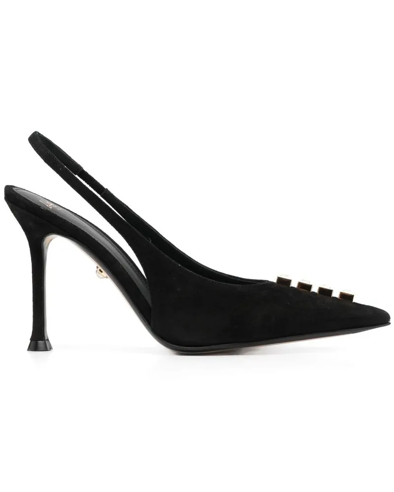 Alevì Slingback-Pumps mit Kristallen 105mm Schwarz