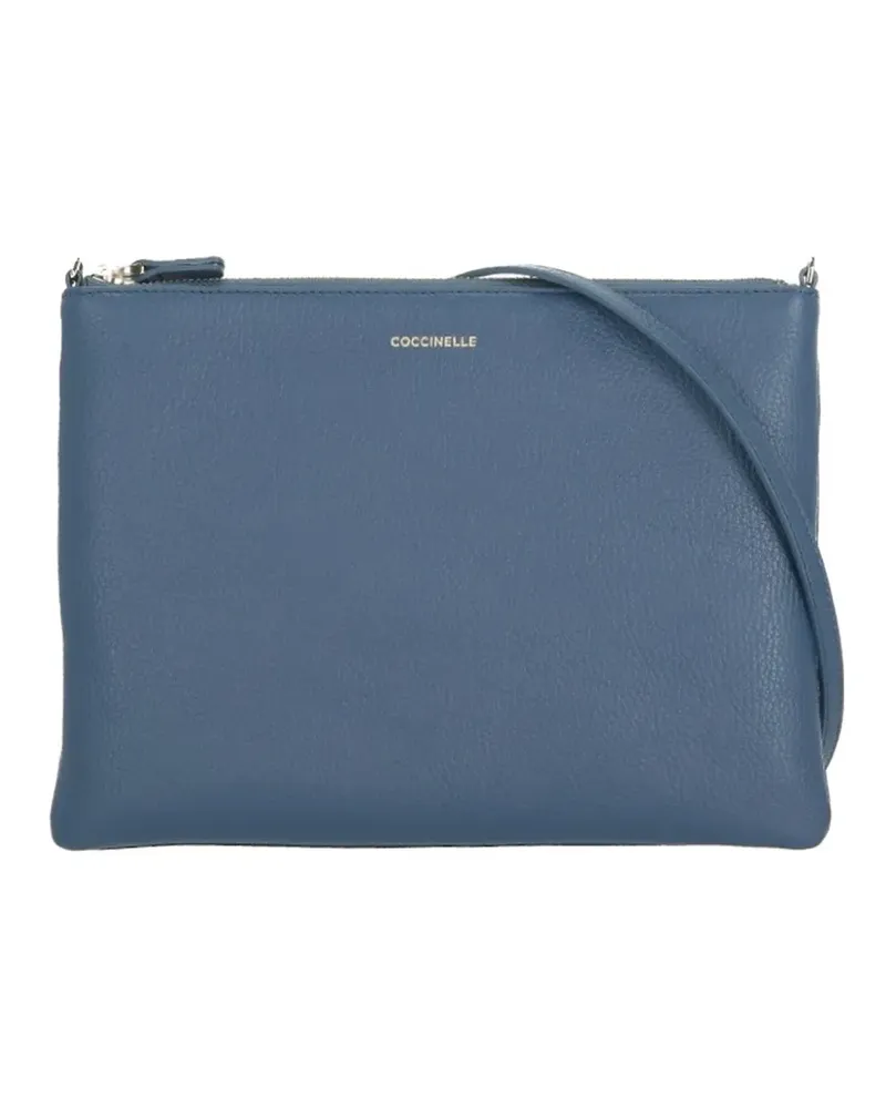 Coccinelle logo-print leather clutch bag - Blau Blau