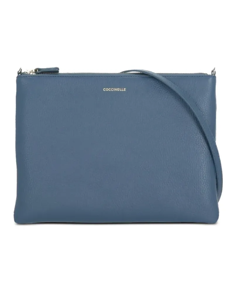 Coccinelle logo-print leather clutch bag - Blau Blau