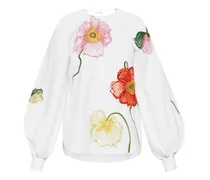 Rundhals-Bluse mit Blumendetail