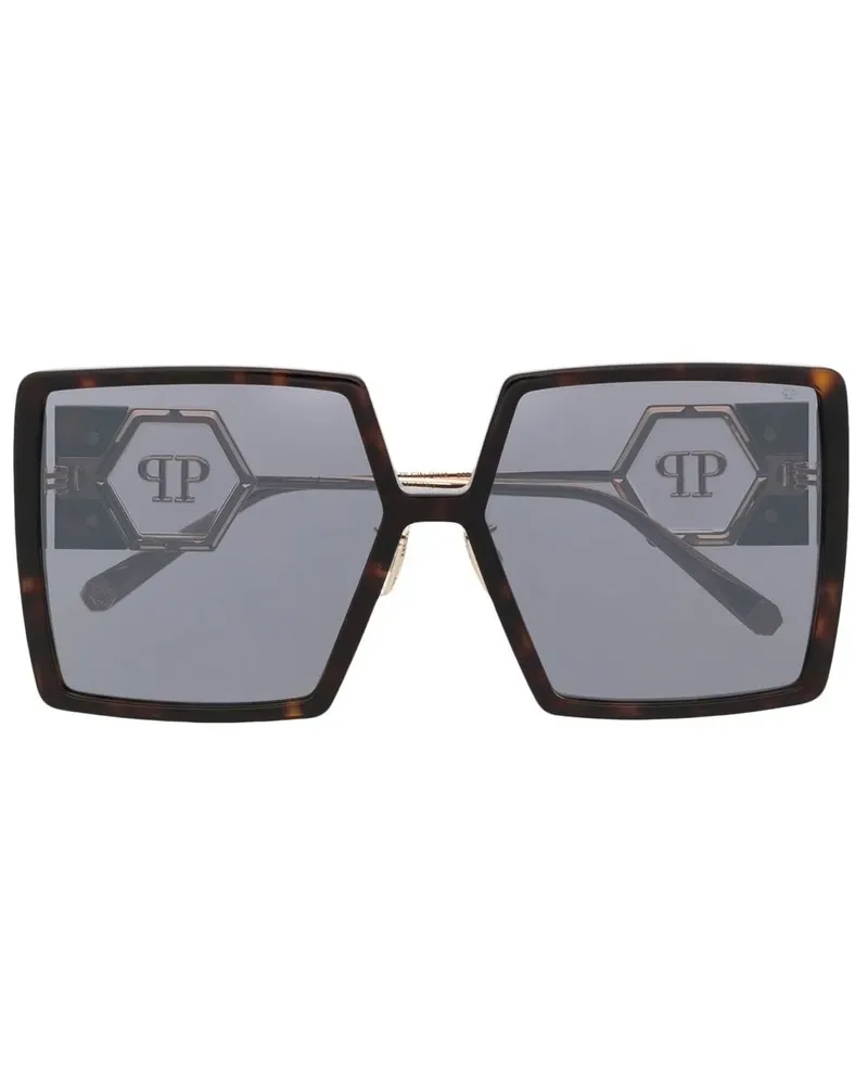 Philipp Plein Sonnenbrille mit eckigem Gestell - Gold Gold