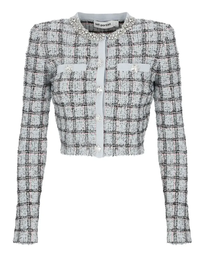 Self-Portrait Cardigan mit Karomuster - Blau Blau