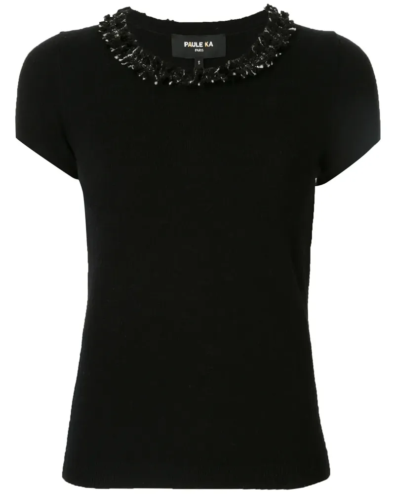 Paule Ka Stricktop mit Fransen - Schwarz Schwarz