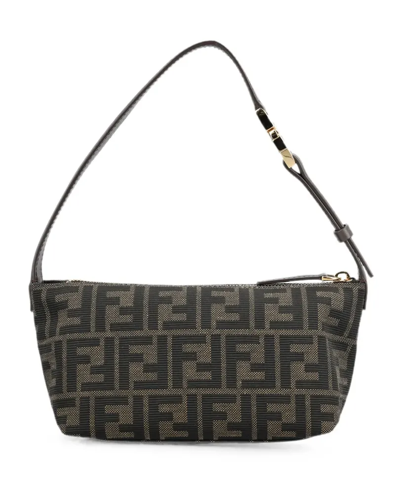 Fendi Kleine Vanity Pouch Mini-Tasche aus FF Zucca-Jacquard - Schwarz Schwarz