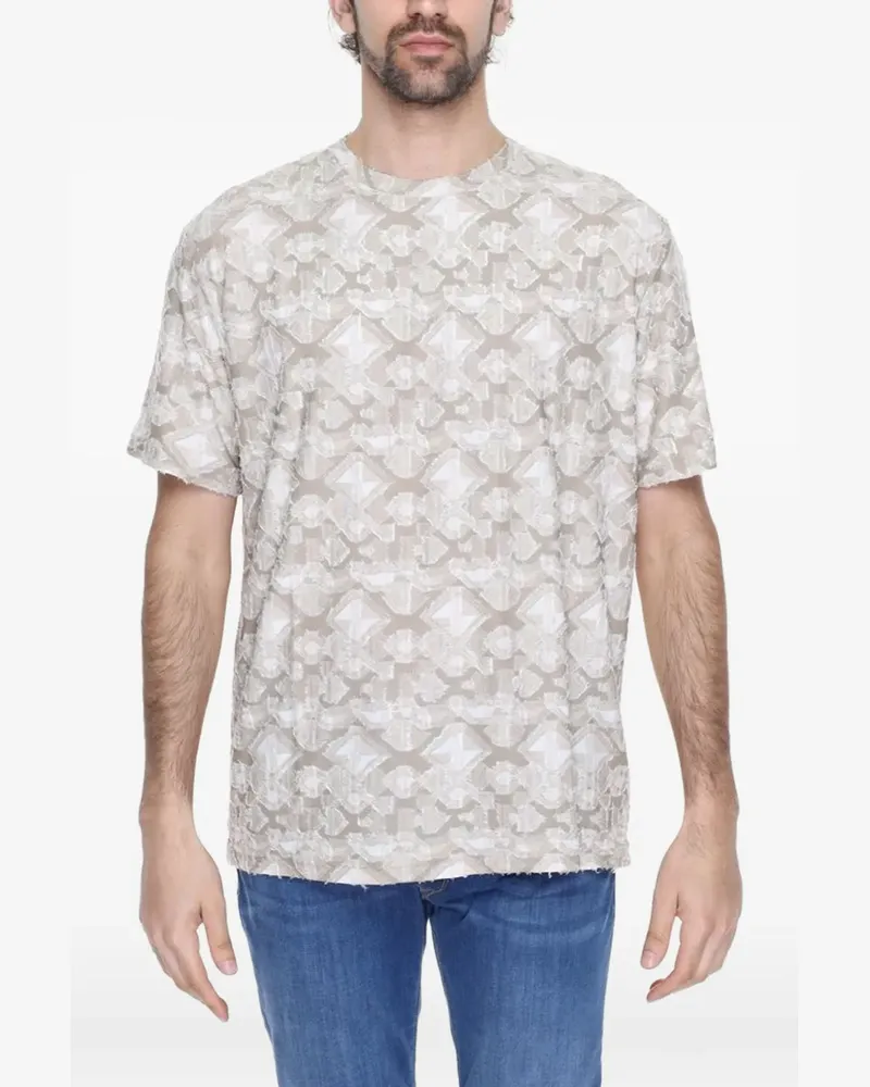 Antony Morato geometric-print textured T-shirt - Nude Nude