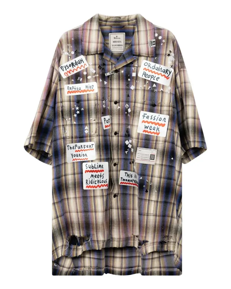 MIHARAYASUHIRO checked shirt - Nude Nude