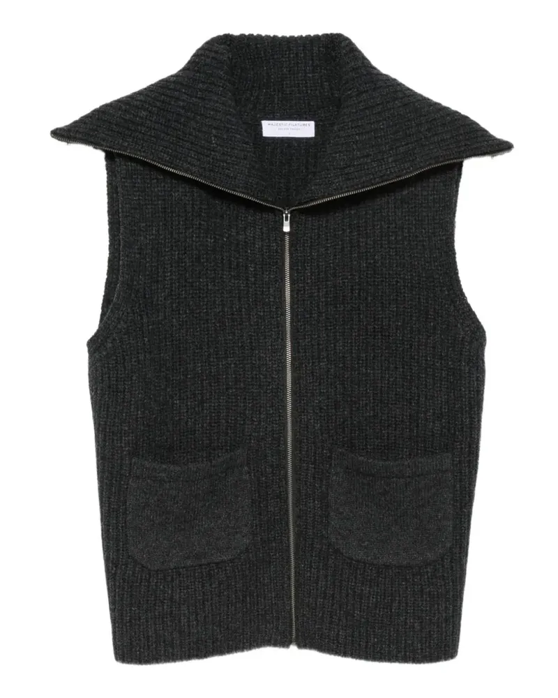Majestic Gerippter Cardigan mit Reißverschluss - Grau Grau