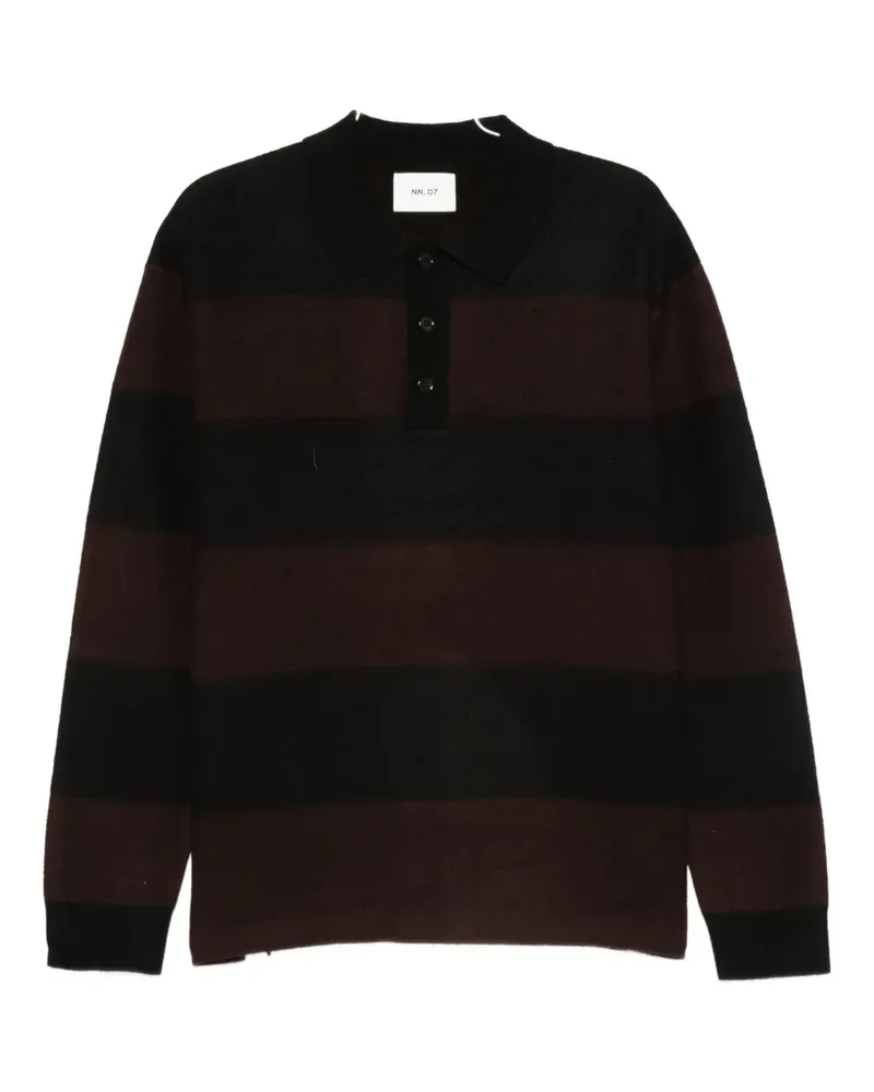 NN 07 striped wool polo shirt - Schwarz Schwarz