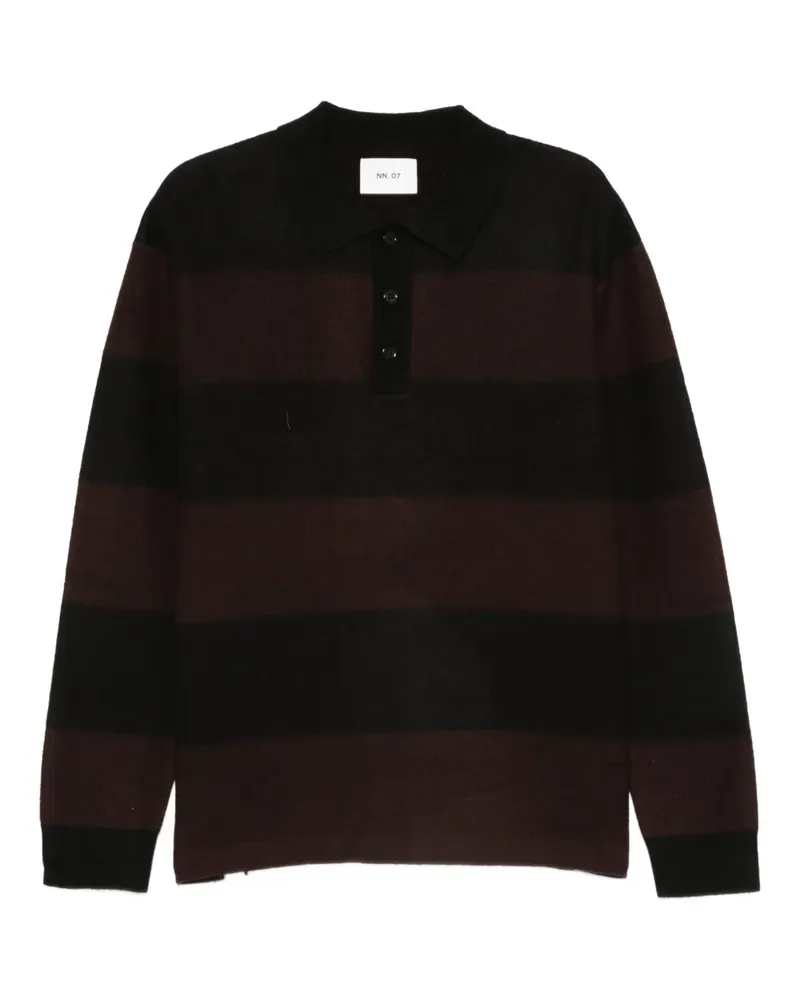 NN 07 Gestreiftes Poloshirt - Schwarz Schwarz