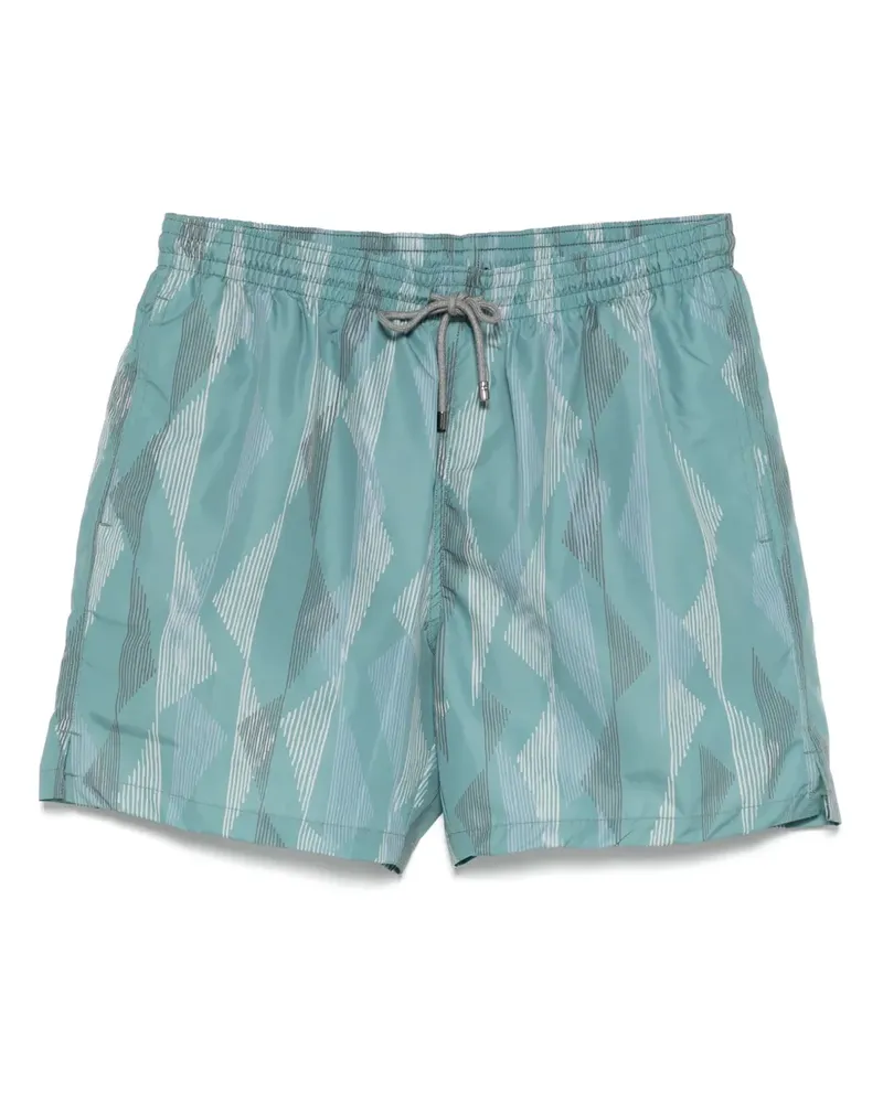 Corneliani Badeshorts mit geometrischem Print - Grün Grün