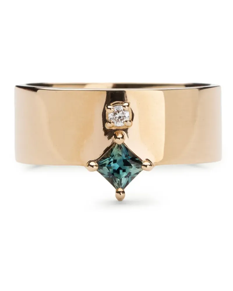 WWAKE 14kt recycled yellow gold Bricolage diamond and sapphire ring Gold