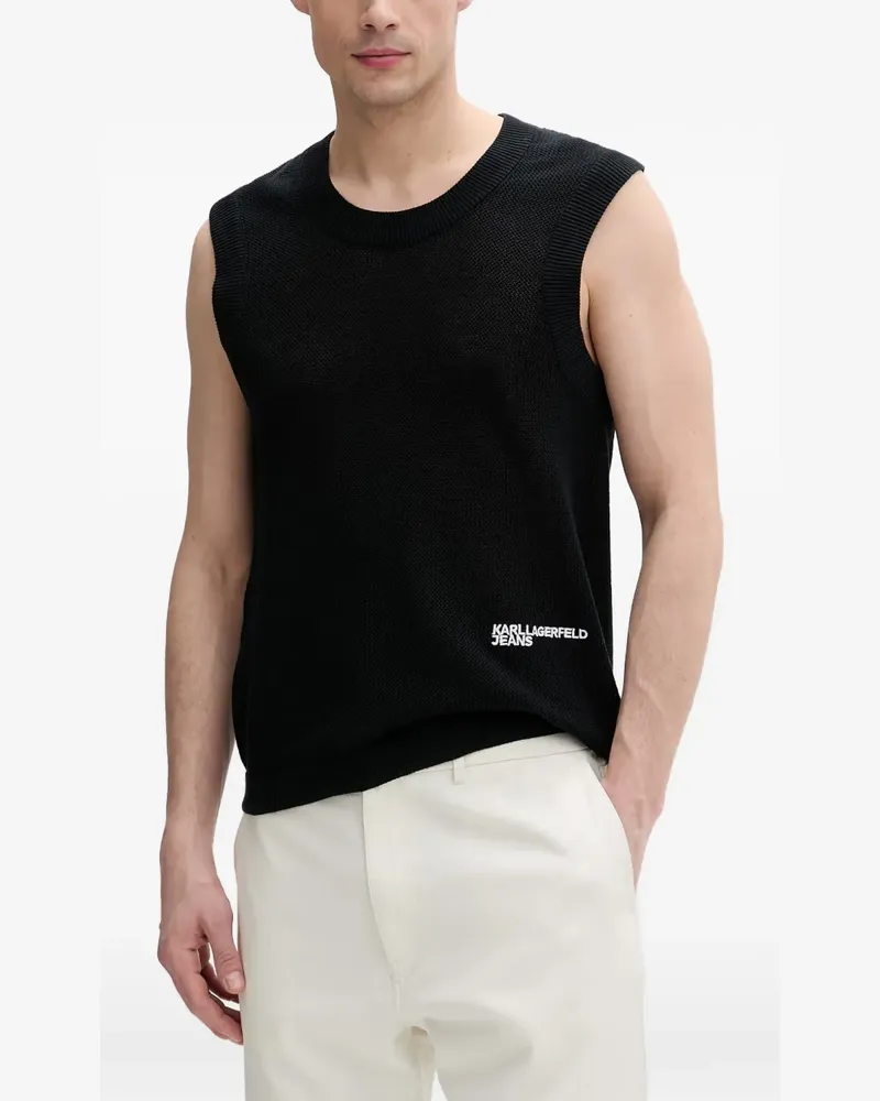 Karl Lagerfeld logo-embroidered sleeveless vest - Schwarz Schwarz