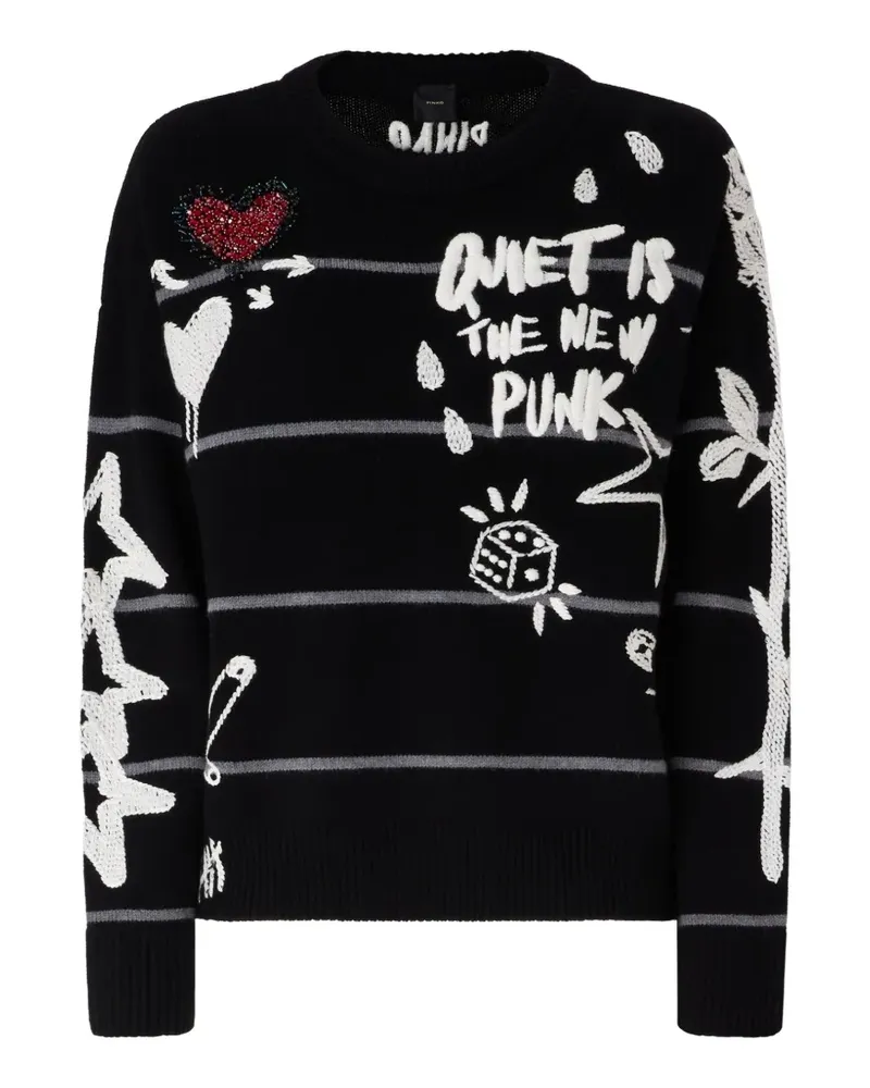 Pinko Intarsien-Pullover mit Pailletten - Schwarz Schwarz