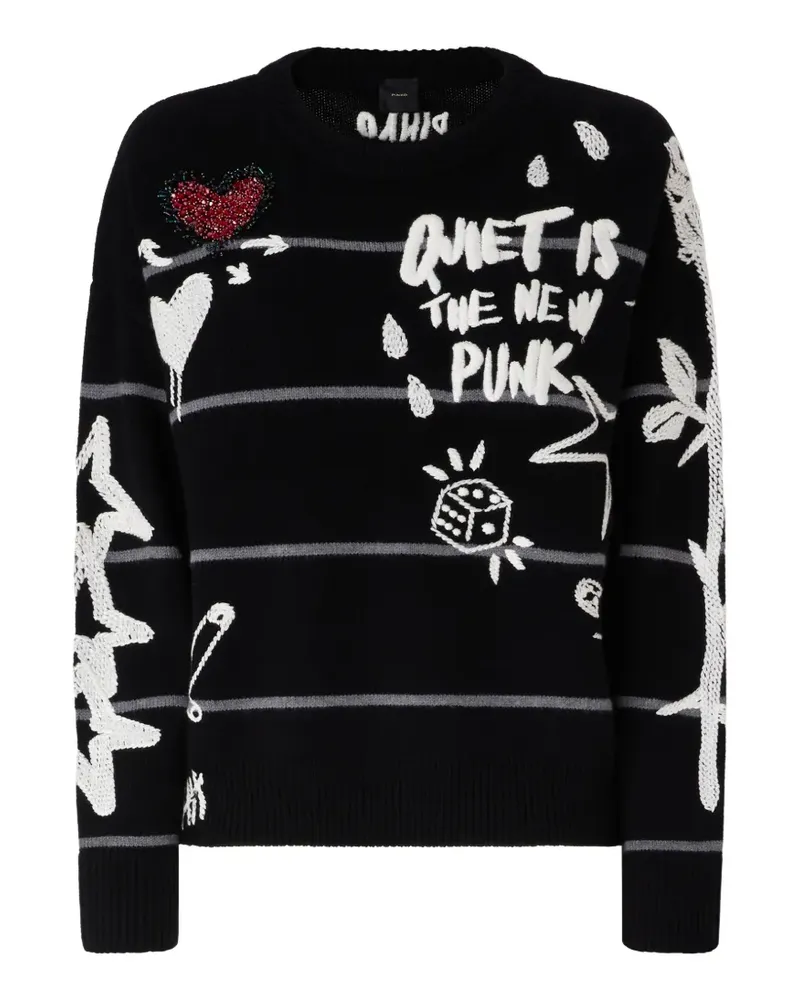Pinko Intarsien-Pullover mit Pailletten - Schwarz Schwarz