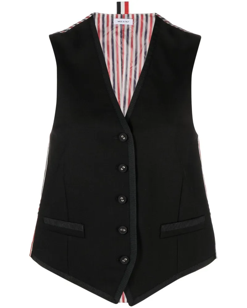 Thom Browne Weste mit V-Ausschnitt - Schwarz Schwarz