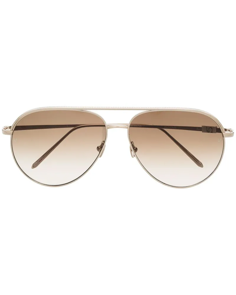 Linda Farrow 22kt vergoldete Roberts Pilotenbrille Gold