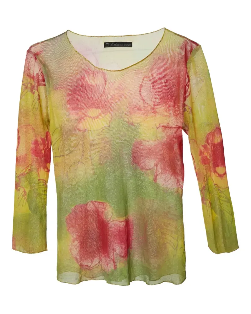 Roberto Cavalli Geblümtes Langarmshirt - Grün Grün