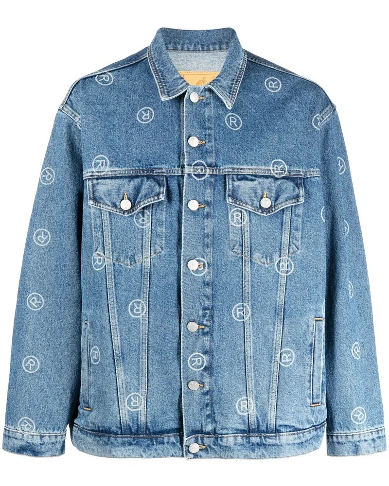 Martine Rose Jeansjacke mit Print Blau