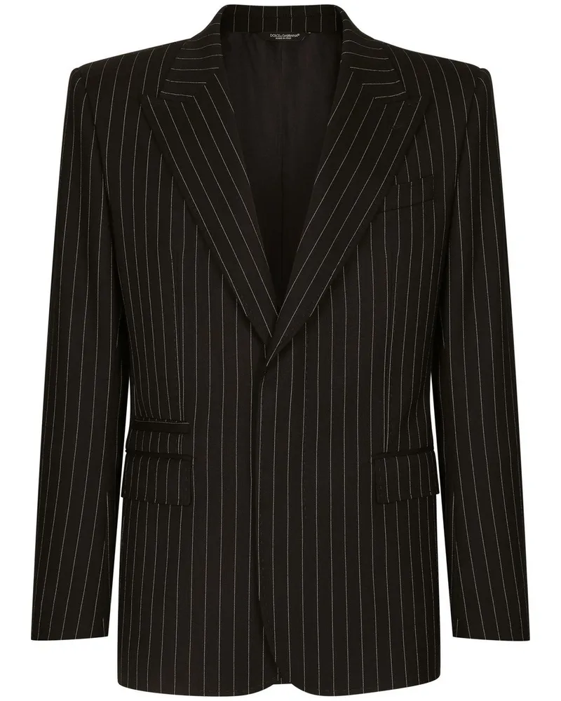Dolce & Gabbana Einreihiges Sicilia-Fit-Sakko mit Nadelstreifen - Schwarz Schwarz