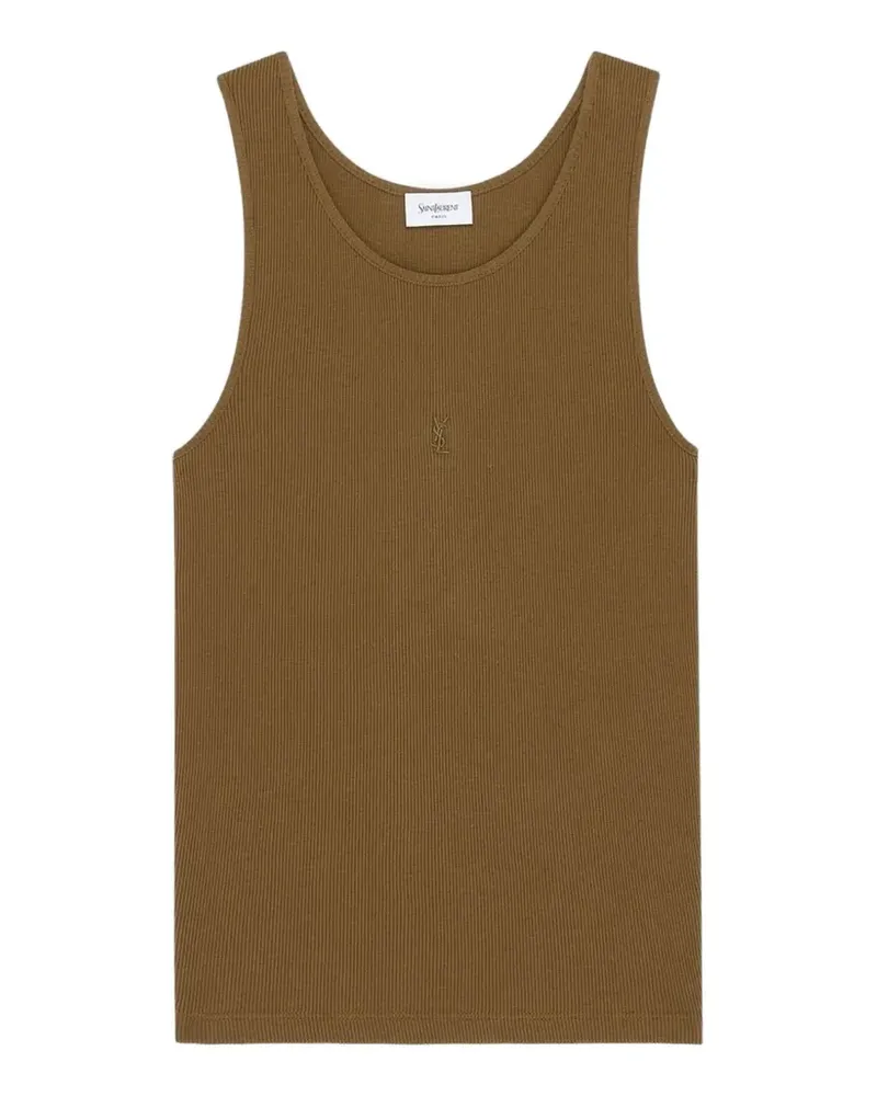 Saint Laurent Cassandre ribbed cotton tank top - Braun Braun