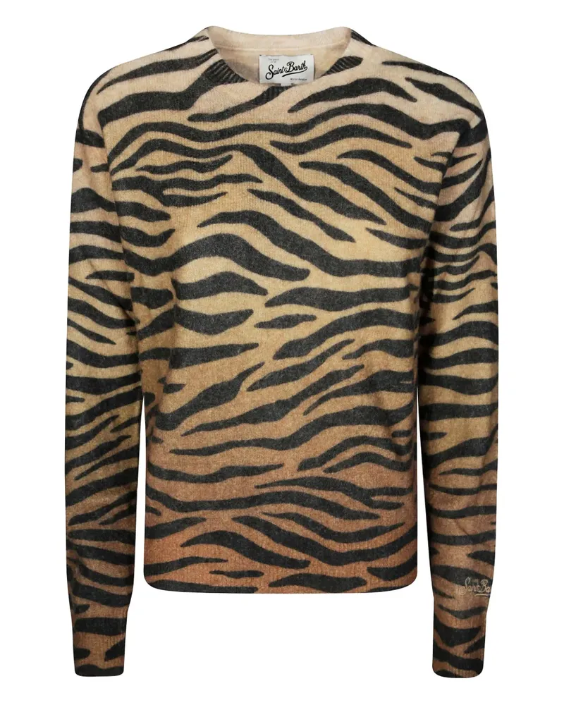 MC2 Saint Barth zebra-motif alpaca sweater - Nude Nude