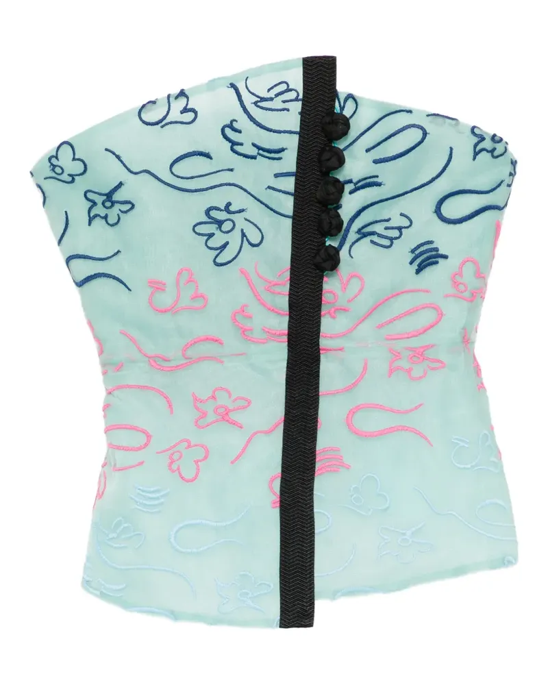 Emporio Armani embroidered strapless top - Blau Blau