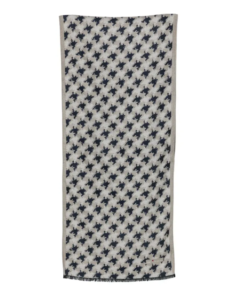 Kiton Ausgefranster Schal mit Hahnentrittmuster - Nude Nude