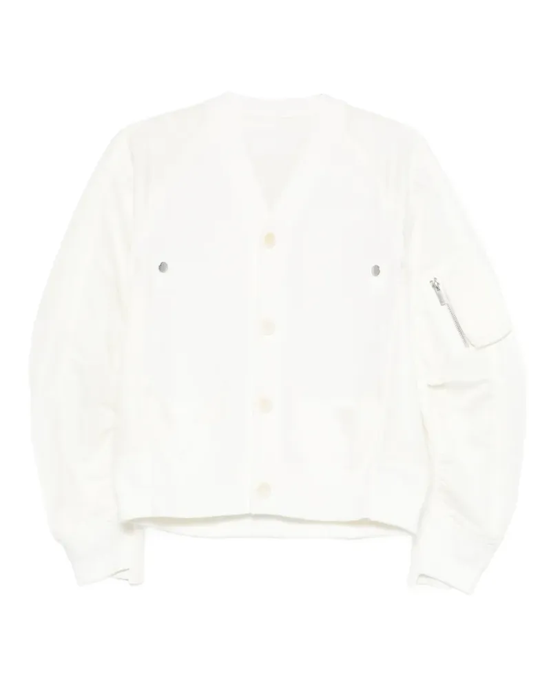 Sacai zip-pocket cardigan - Weiß Weiß