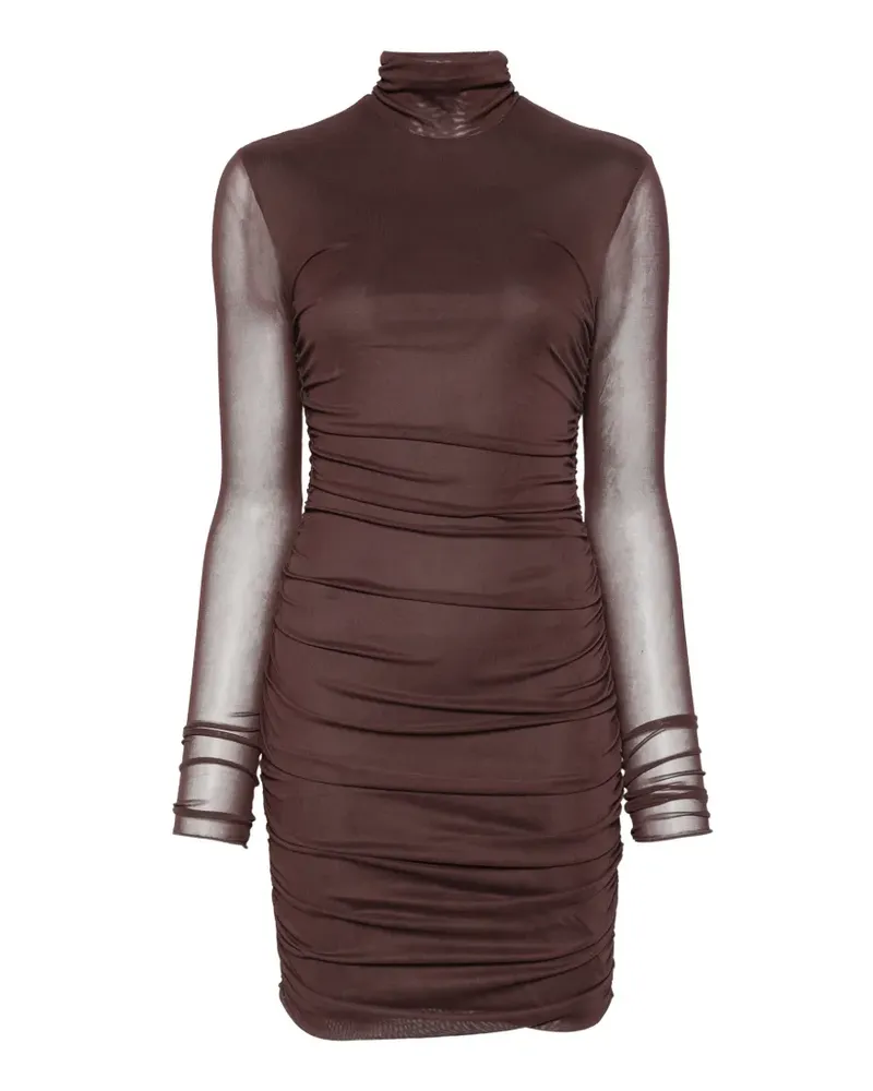 Aniye By Gerafftes Norma Minikleid mit Stehkragen - Braun Braun