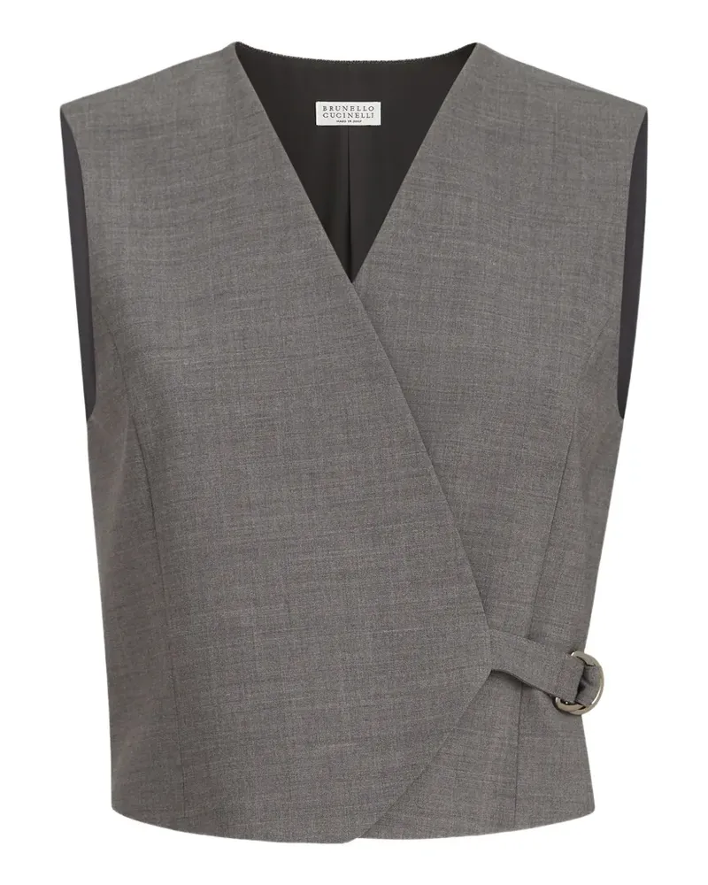 Brunello Cucinelli tropical luxury wool vest with monili - Grau Grau