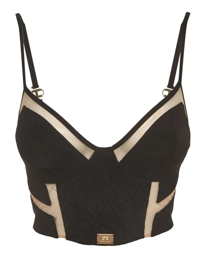 Elisabetta Franchi Bustier-Top mit Tülleinsatz - Schwarz Schwarz